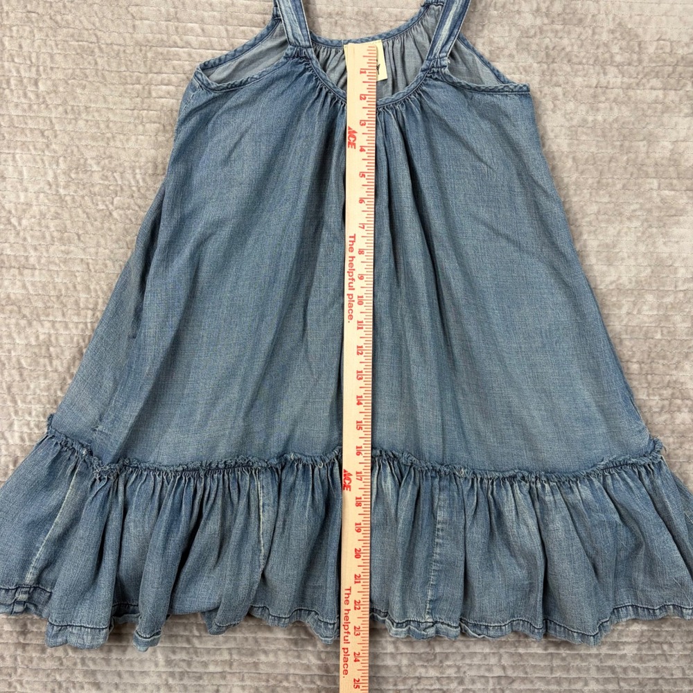 Jaded Gypsy Denim Tank Dress Blue Cotton Ruffle Hem Boho Mini S/M Made in USA - Picture 3 of 11